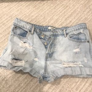 Light wash jean shorts